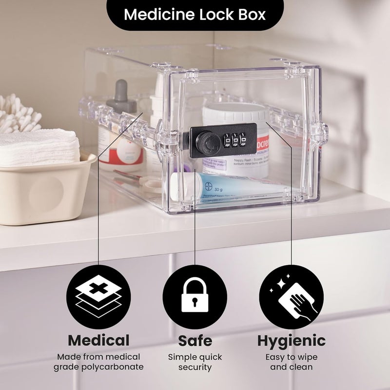 Lockabox Mini™ | Small Lock Box with Combination Lock (Half Letter Sized) | Mini Lockable Box for Small Medicines, Snacks & Mobile Phones | External Size 8.8 x 6.1 x 4.7 Inches (Crystal) - Image 3